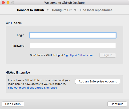 GitHub Desktop connect to GitHub