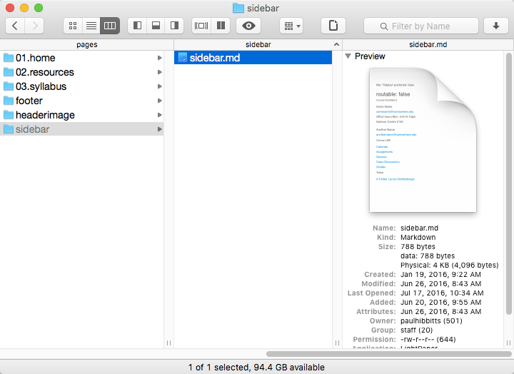 Course Hub sidebar folder (located in ```/pages/sidebar``` folder)