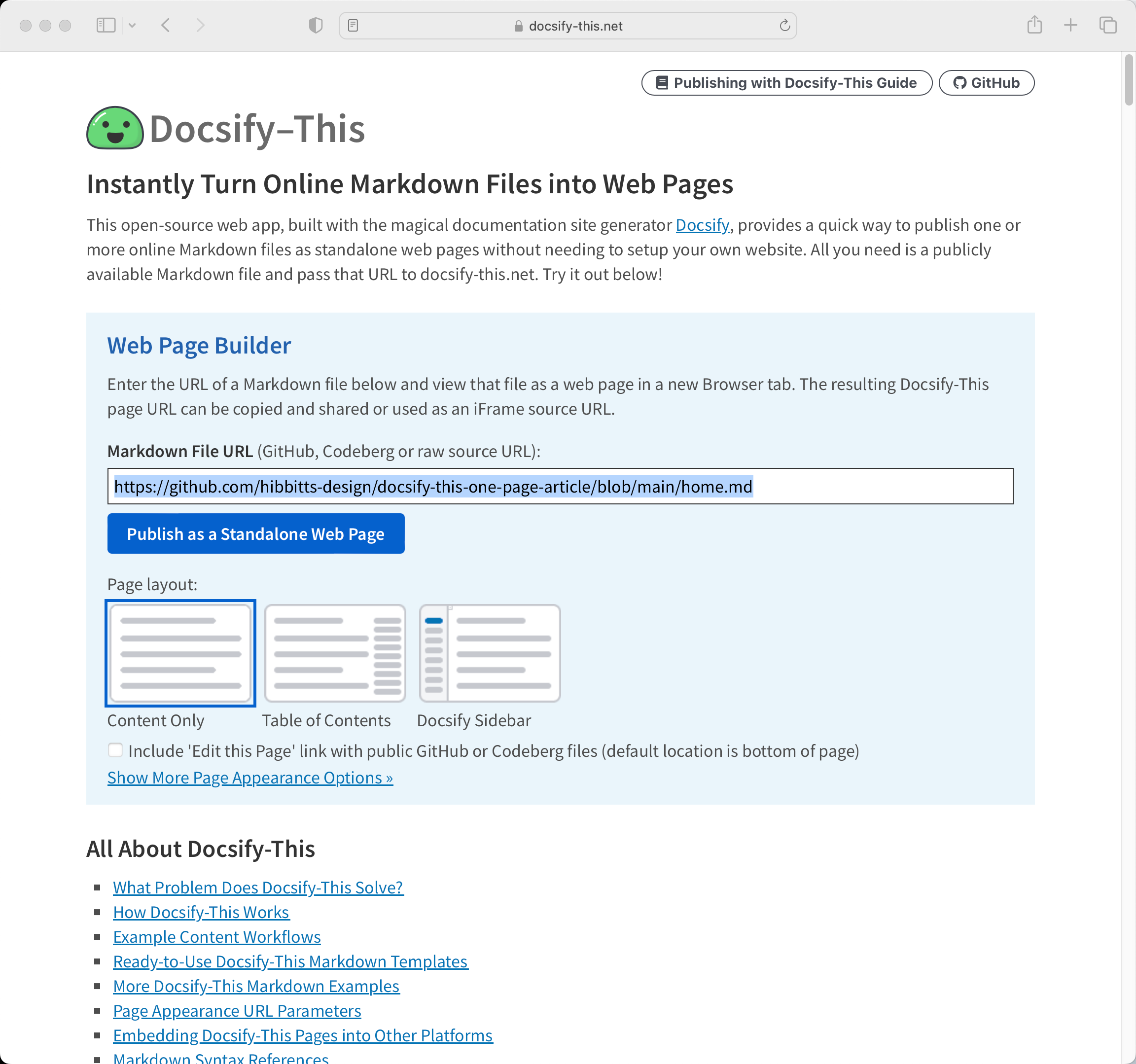 Docsify-This Web app screenshot